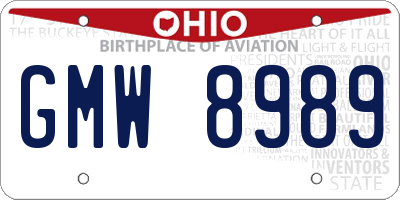 OH license plate GMW8989