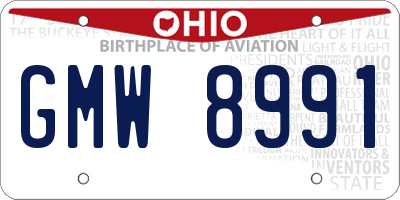 OH license plate GMW8991