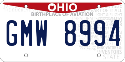 OH license plate GMW8994
