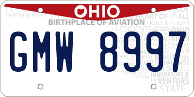 OH license plate GMW8997
