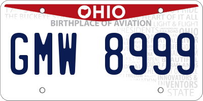 OH license plate GMW8999