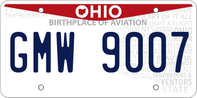OH license plate GMW9007