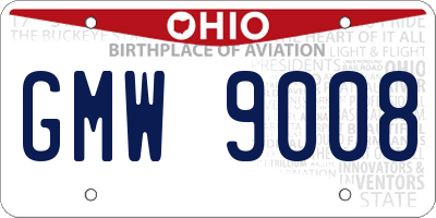 OH license plate GMW9008
