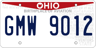 OH license plate GMW9012