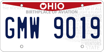 OH license plate GMW9019