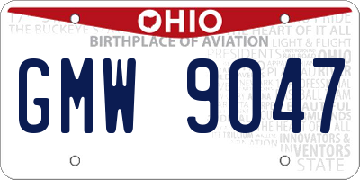 OH license plate GMW9047