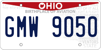OH license plate GMW9050