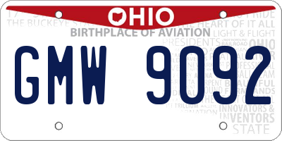 OH license plate GMW9092