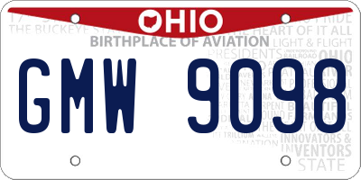 OH license plate GMW9098