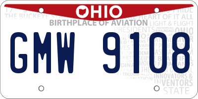 OH license plate GMW9108