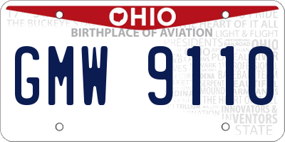 OH license plate GMW9110