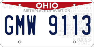 OH license plate GMW9113