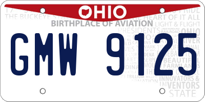 OH license plate GMW9125