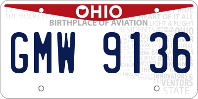 OH license plate GMW9136