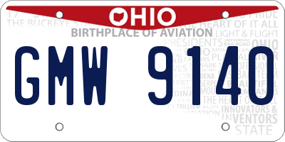 OH license plate GMW9140