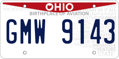 OH license plate GMW9143