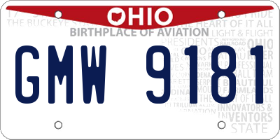 OH license plate GMW9181