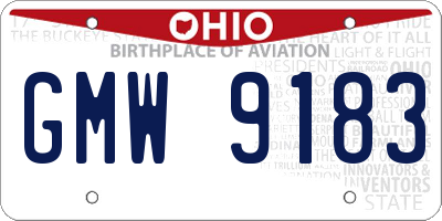 OH license plate GMW9183