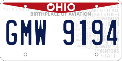 OH license plate GMW9194