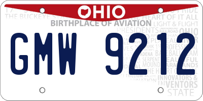 OH license plate GMW9212