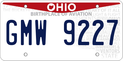 OH license plate GMW9227