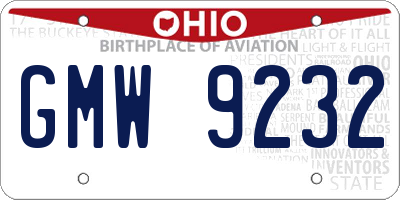 OH license plate GMW9232