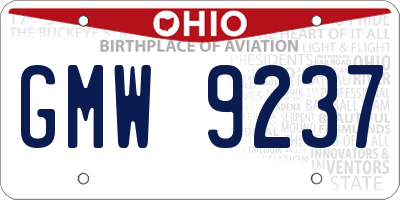 OH license plate GMW9237