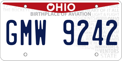 OH license plate GMW9242