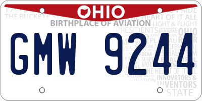 OH license plate GMW9244