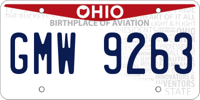 OH license plate GMW9263