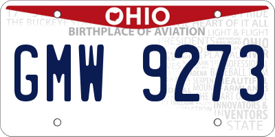 OH license plate GMW9273