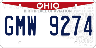 OH license plate GMW9274