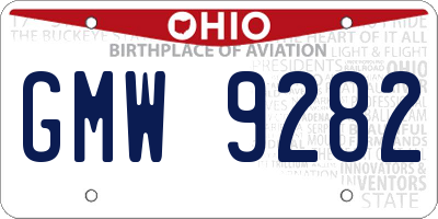 OH license plate GMW9282