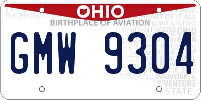 OH license plate GMW9304