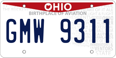 OH license plate GMW9311