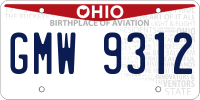 OH license plate GMW9312