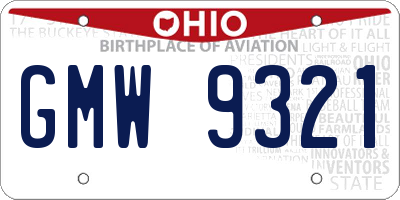 OH license plate GMW9321