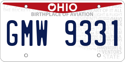 OH license plate GMW9331