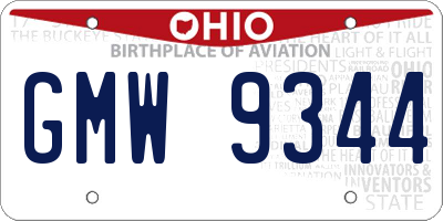 OH license plate GMW9344