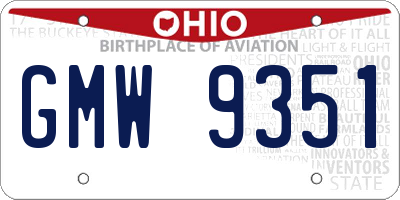 OH license plate GMW9351
