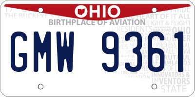 OH license plate GMW9361