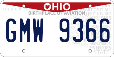 OH license plate GMW9366