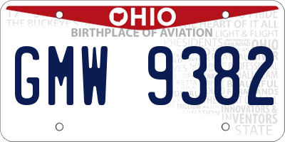 OH license plate GMW9382