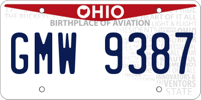 OH license plate GMW9387