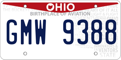 OH license plate GMW9388