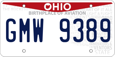 OH license plate GMW9389