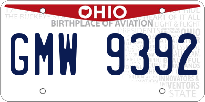 OH license plate GMW9392