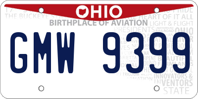 OH license plate GMW9399