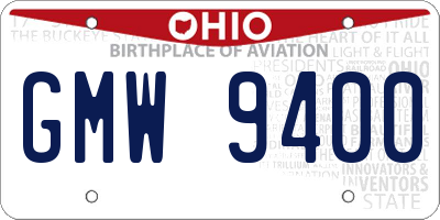 OH license plate GMW9400