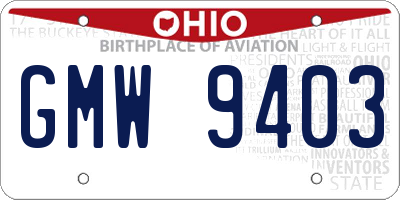 OH license plate GMW9403